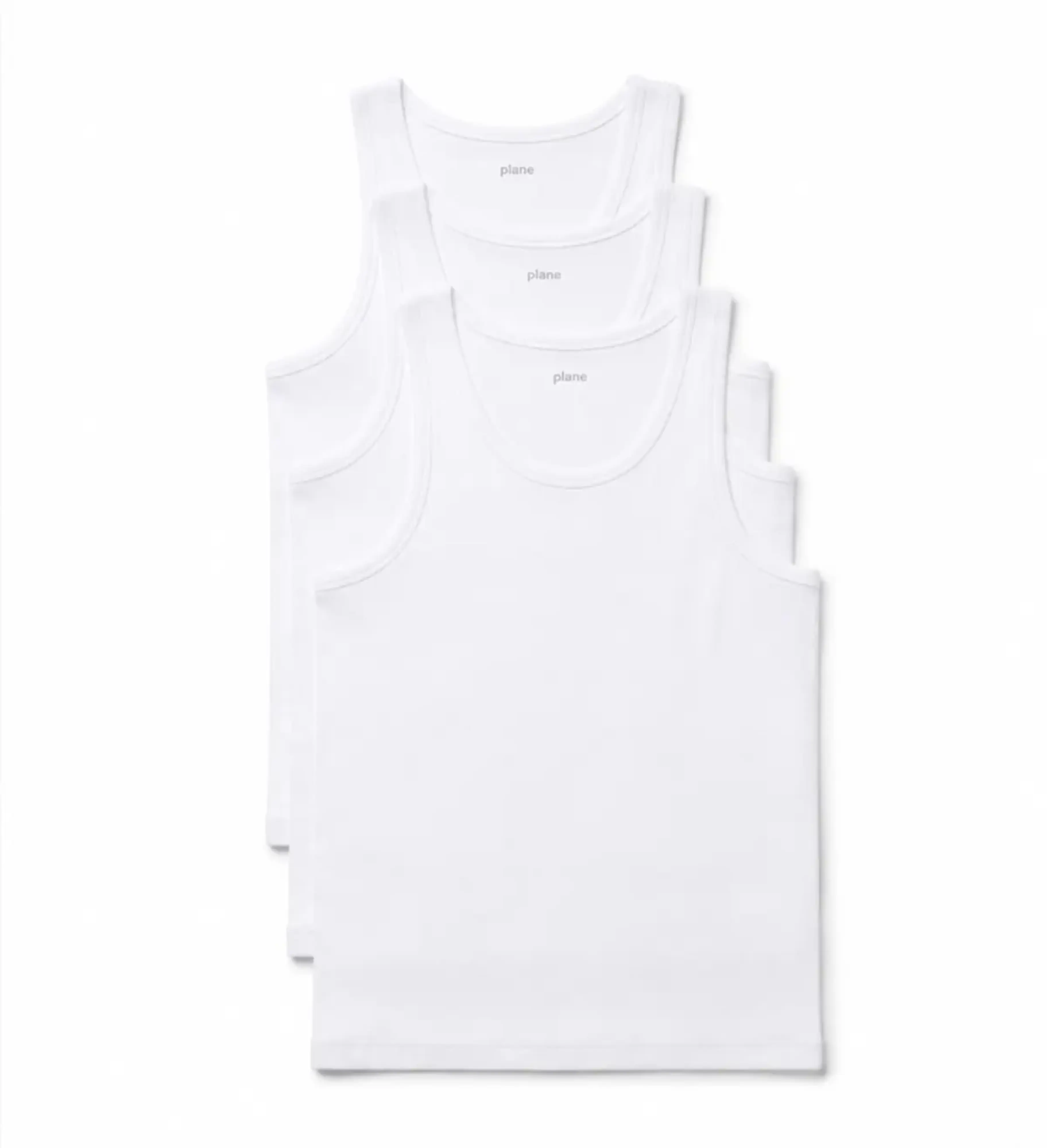 Rib Vest — 3 Pack in Plane White